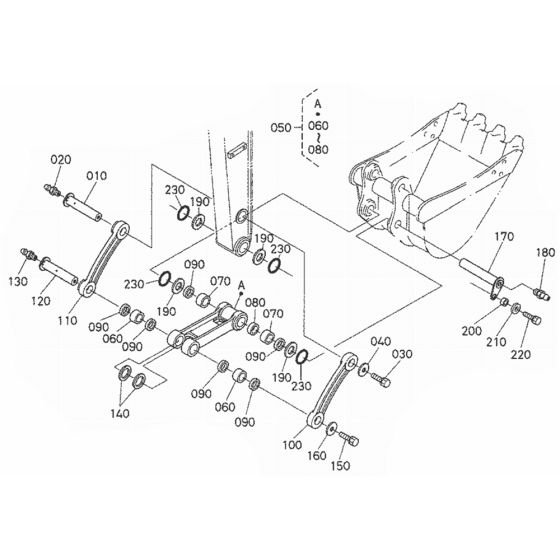 Dipper Arm/Bucket Link for Kubota U35S Mini Excavator