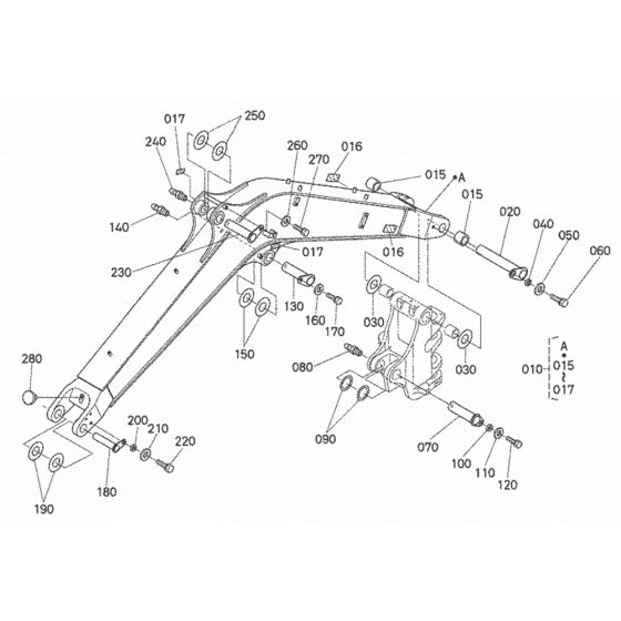 Boom Assembly for Kubota U45S Mini Excavator