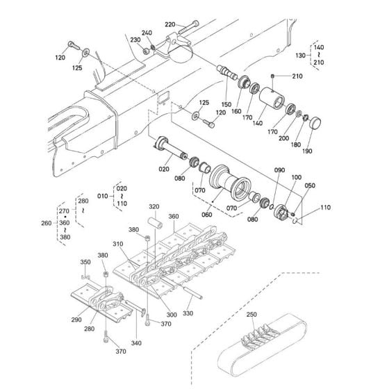 Track and Roller Assembly for Kubota U48-4 Mini Excavator