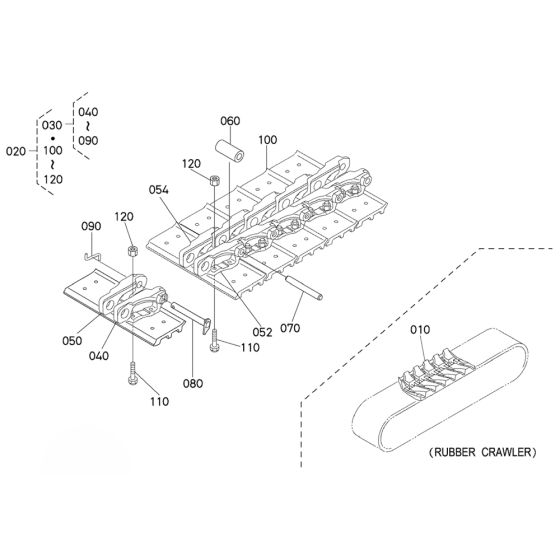 Crawler Assembly for Kubota U48-5 Mini Excavator