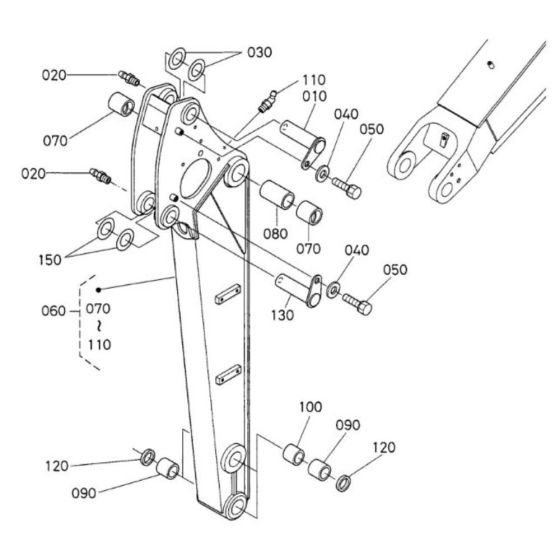Dipper Arm Assembly for Kubota