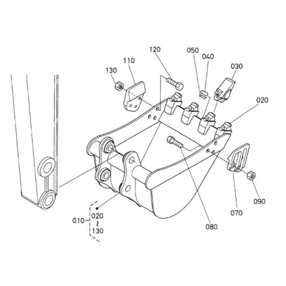 Bucket (Revision 10-05) Assembly for Kubota U50-3a Mini Excavator