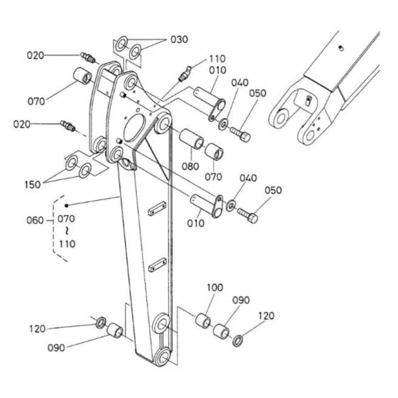 Dipper Arm Assembly for Kubota U50-3a Mini Excavator