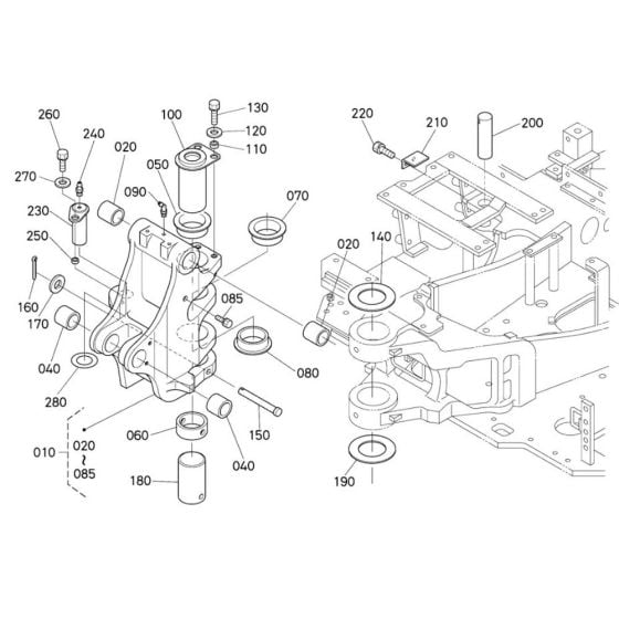 Kingpost Assembly for Kubota U50-3a Mini Excavator