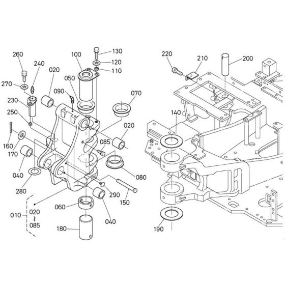 Kingpost Assembly for Kubota U50-5 Mini Excavator