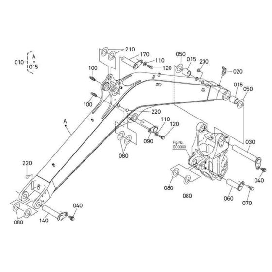 Boom Assembly for Kubota U55-4 Mini Excavator