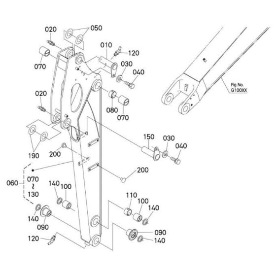 Dipper Arm Assembly for Kubota U55-4 Mini Excavator