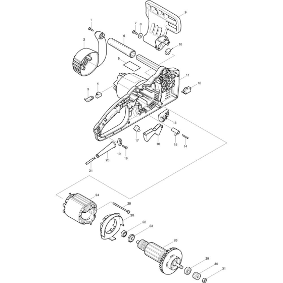 Armatire & Cover Assembly For Makita UC3520A/2 Electric Chainsaws