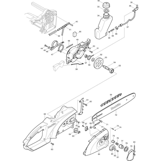 Main Assembly For Makita UC3520A/2 Electric Chainsaws