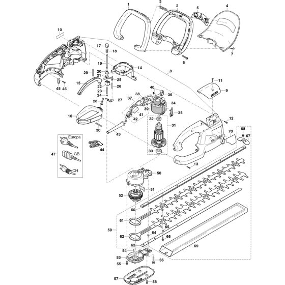 Complete Assembly for Makita UH4540 Hedge Trimmers