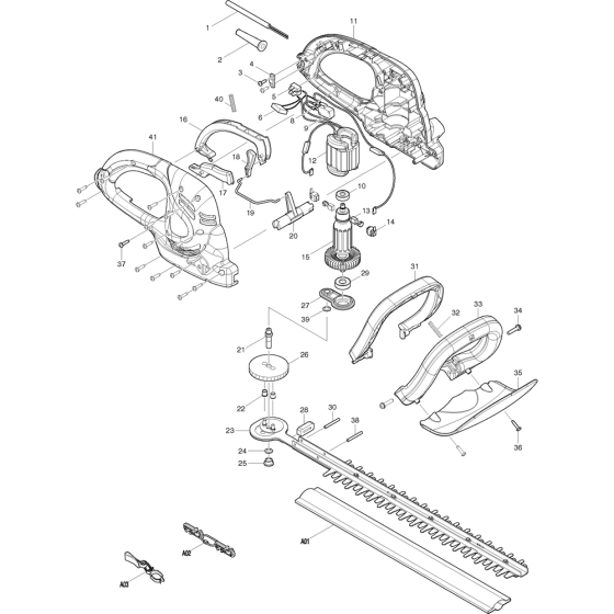 Complete Assembly for Makita UH4860/2 Hedge Trimmers