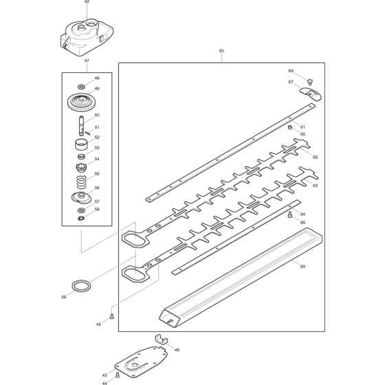 Gear & Mounting Bar Assembly for Makita UH7020 Hedge Trimmers