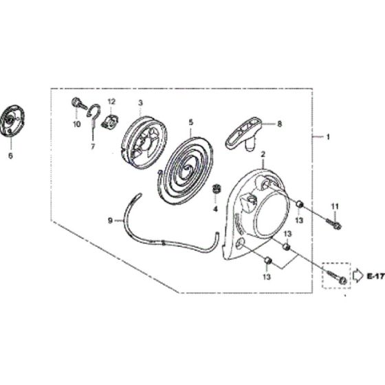 Recoil Starter Assembly for Honda UMK435UE Brushcutters