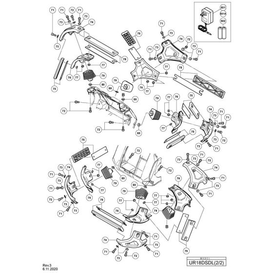 Frame Assembly for Hikoki UR18DSDL Cordless Radio