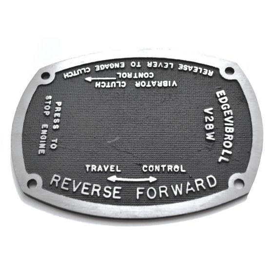 Stothert & Pitt V28W Edge Roller Instruction Plate