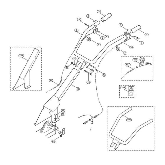 Handle Assembly  for Stihl/ Viking VH 400  VH Tillers