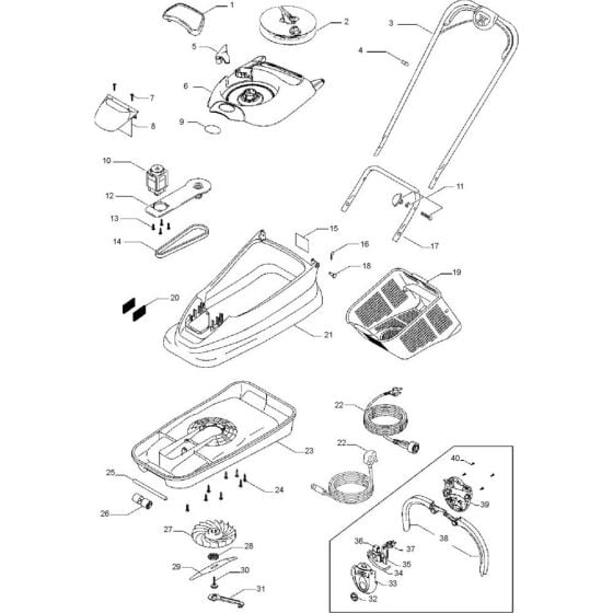 Complete Product Assembly for Flymo VISION COMPACT Mowers