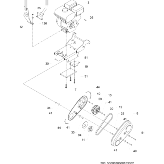 Drive Assembly for Wacker VP1135A 5000630059 (Honda) Rev.104 Forward Plate Compactor