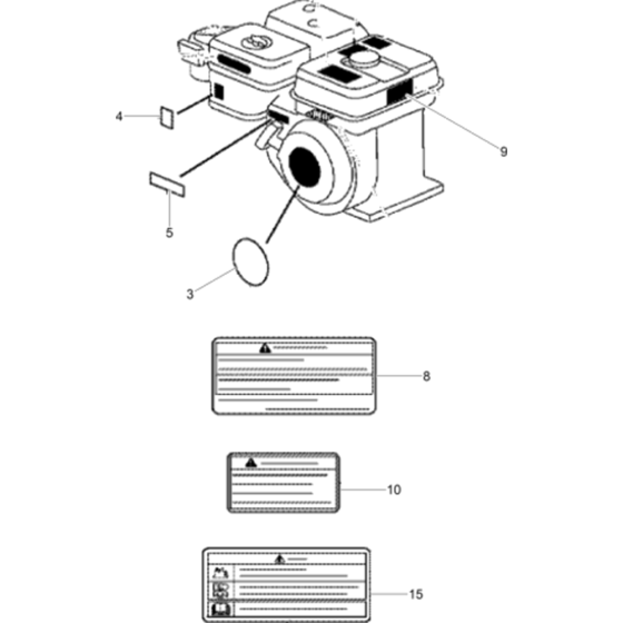 Labels Assy for Wacker VP1135A-5100029066 (Honda) Rev.100 Plate Compactors.


