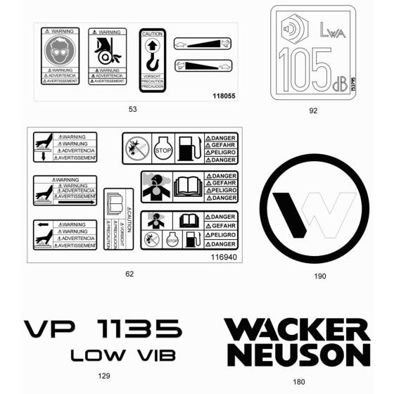 Wacker VP1135R Decals