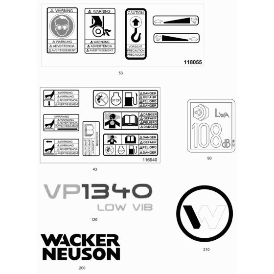 Wacker VP1340W Decals