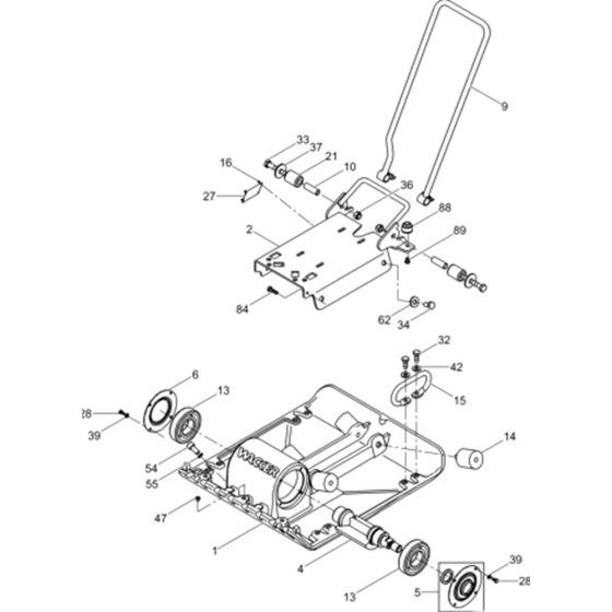 Baseplate / Console Cpl. Assembly for Wacker VP1550A-5000009027 (Honda Engine) Rev.100 Plate Compactor