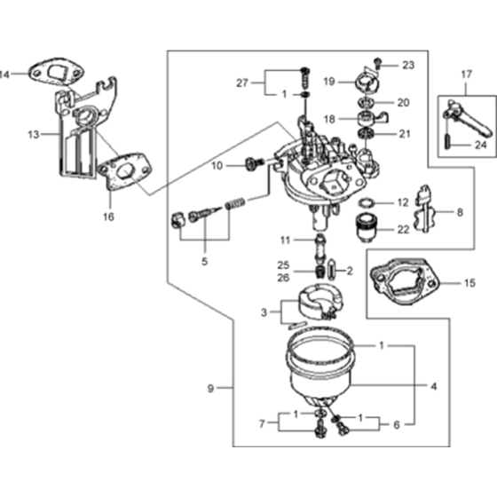 Carburetor Cpl. Assembly for Wacker VP1550A-5000009027 (Honda Engine) Rev.100 Plate Compactor