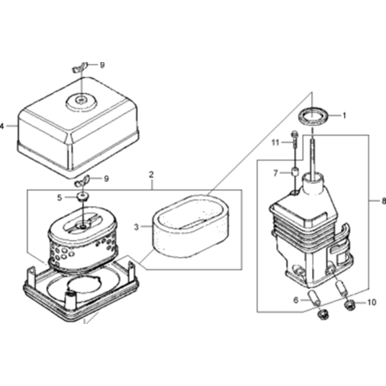 Air Cleaner Assembly for Wacker VP1550A-5000009027 (Honda Engine) Rev.100 Plate Compactor