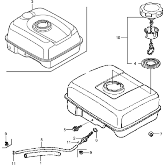 Fuel Tank Cpl. Assembly for Wacker VP1550A-5000009027 (Honda Engine) Rev.116 Plate Compactor