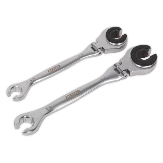 Brake Pipe Ratcheting Spanner Set 2pc Sealey Part No. VS0356