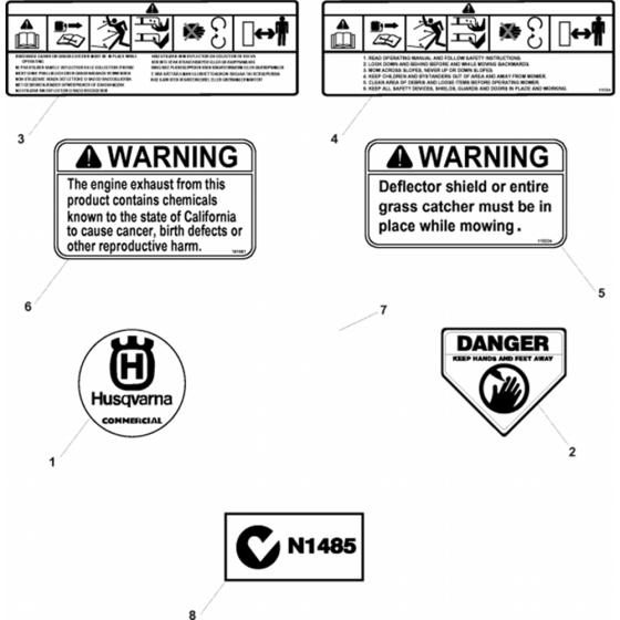 Decals Assembly for Husqvarna W21 K Commercial Lawn Mower