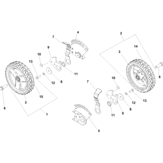 Wheels and Tires-1 Assembly for Husqvarna W21 K Commercial Lawn Mower