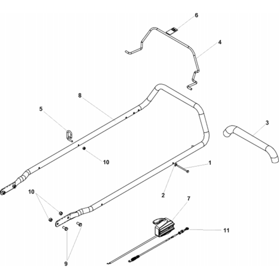 Handle and Controls-2 Assembly for Husqvarna W21 K Commercial Lawn Mower