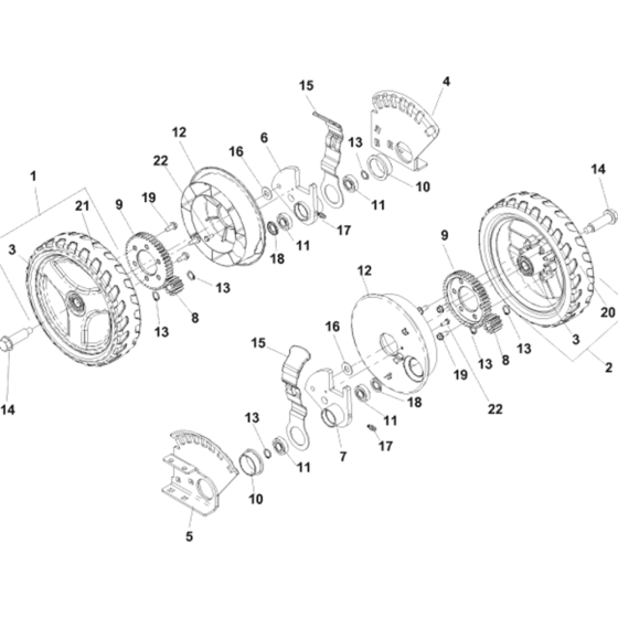 Rear Wheels Assembly for Husqvarna W21 SBKC Commercial Lawn Mower