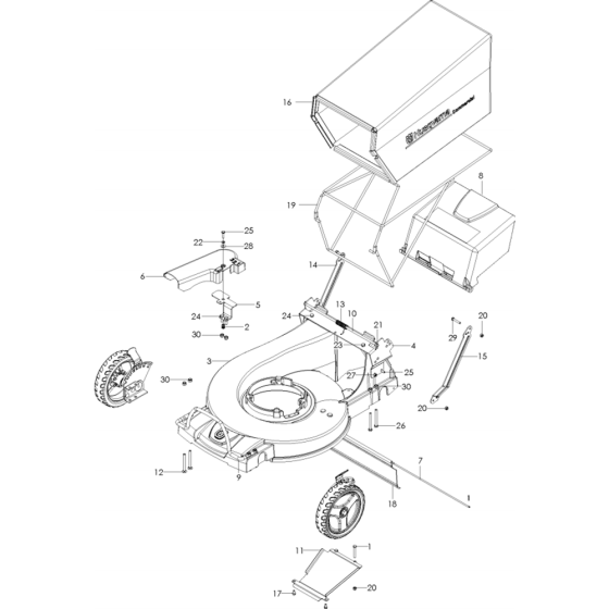 Chassis and Frame Assembly for Husqvarna W21 SK Commercial Lawn Mower