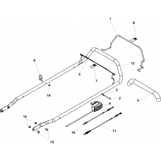 Handle and Controls Assembly for Husqvarna W21 SKC Commercial Lawn Mower