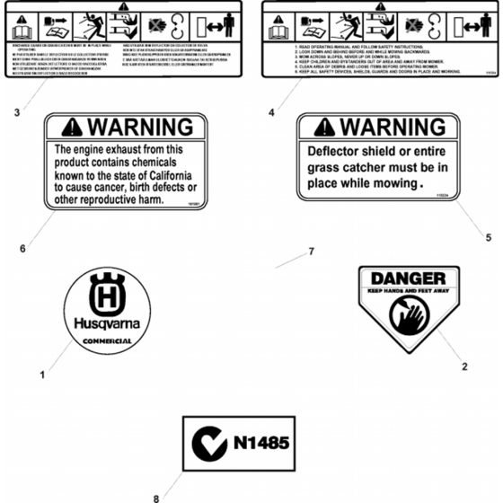 Decals Assembly for Husqvarna W21 SKC Commercial Lawn Mower