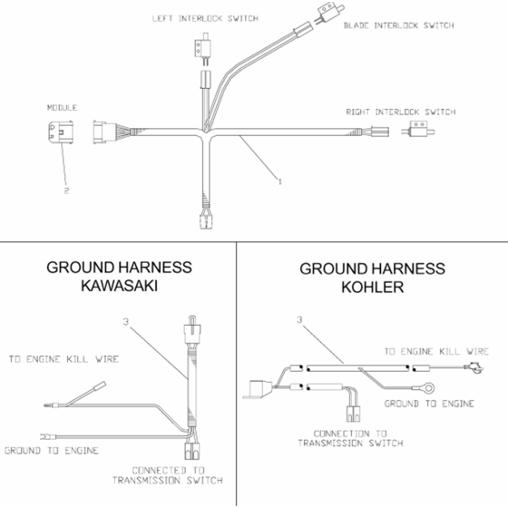 Wiring Harnes Assembly for Husqvarna W3212A Commercial Lawn Mower