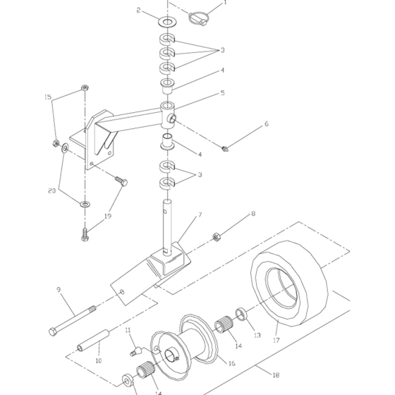 Casters Assembly for Husqvarna W3212A Commercial Lawn Mower