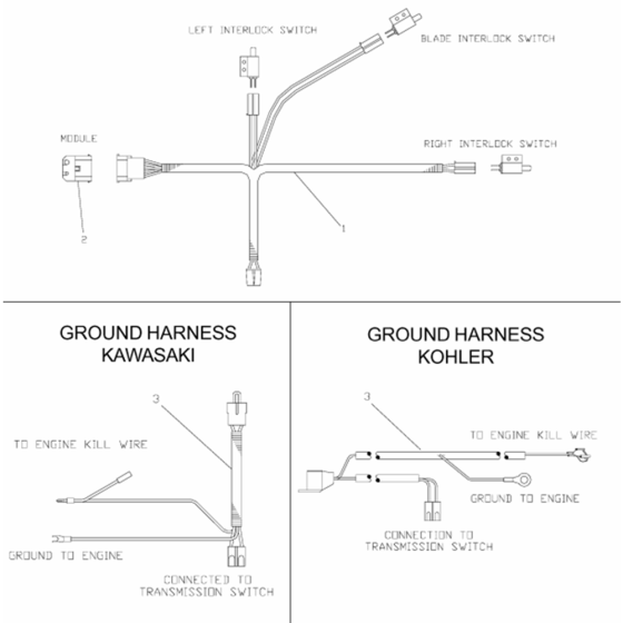 Wiring Harness Assembly for Husqvarna W3213A Commercial Lawn Mower