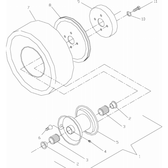 Traction Weel-1 Assembly for Husqvarna W3213A Commercial Lawn Mower