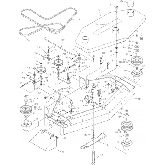 Cutting Deck Assembly for Husqvarna W3213A Commercial Lawn Mower