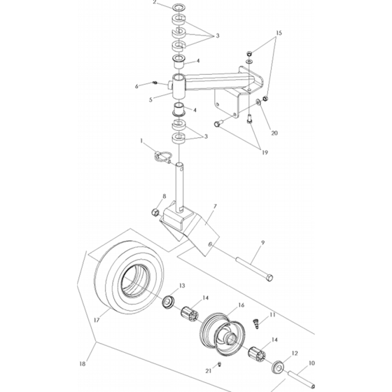 Casters Assembly for Husqvarna W3213P Commercial Lawn Mower