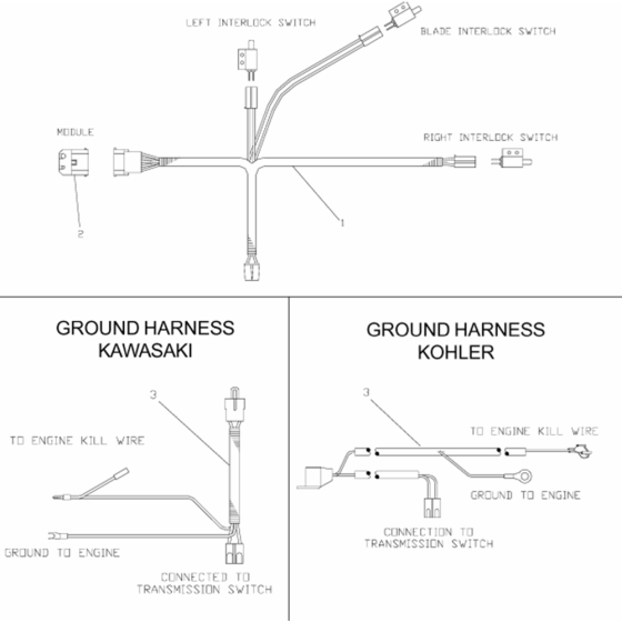 Wiring Harness Assembly for Husqvarna W4814A Commercial Lawn Mower