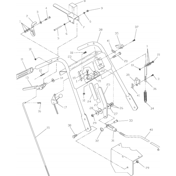 Upper Handle Controls Assembly for Husqvarna W3613A Commercial Lawn Mower