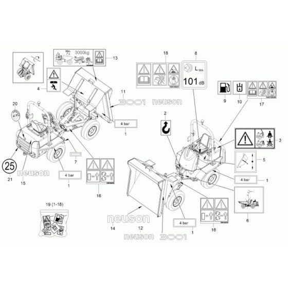 Decals for Neuson 3001 Dumper