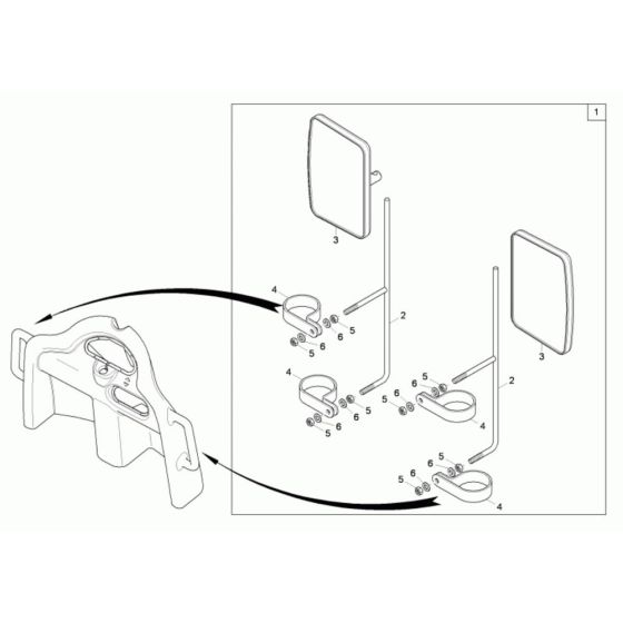 Mirror Assembly for Neuson 6001