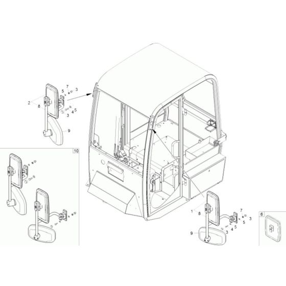 Mirror Assembly for Wacker 9001