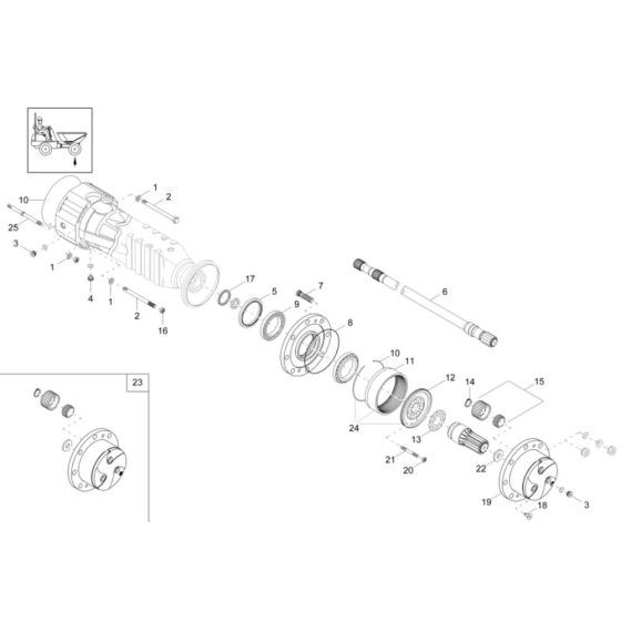 Axle & Wheel Hub for Wacker DV60