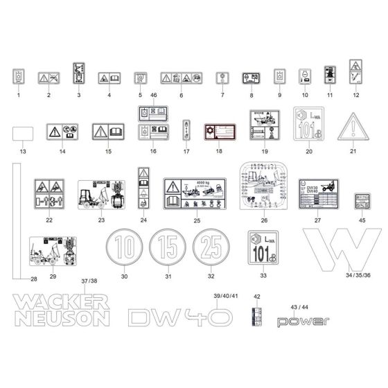 Decals for Wacker DW40-2